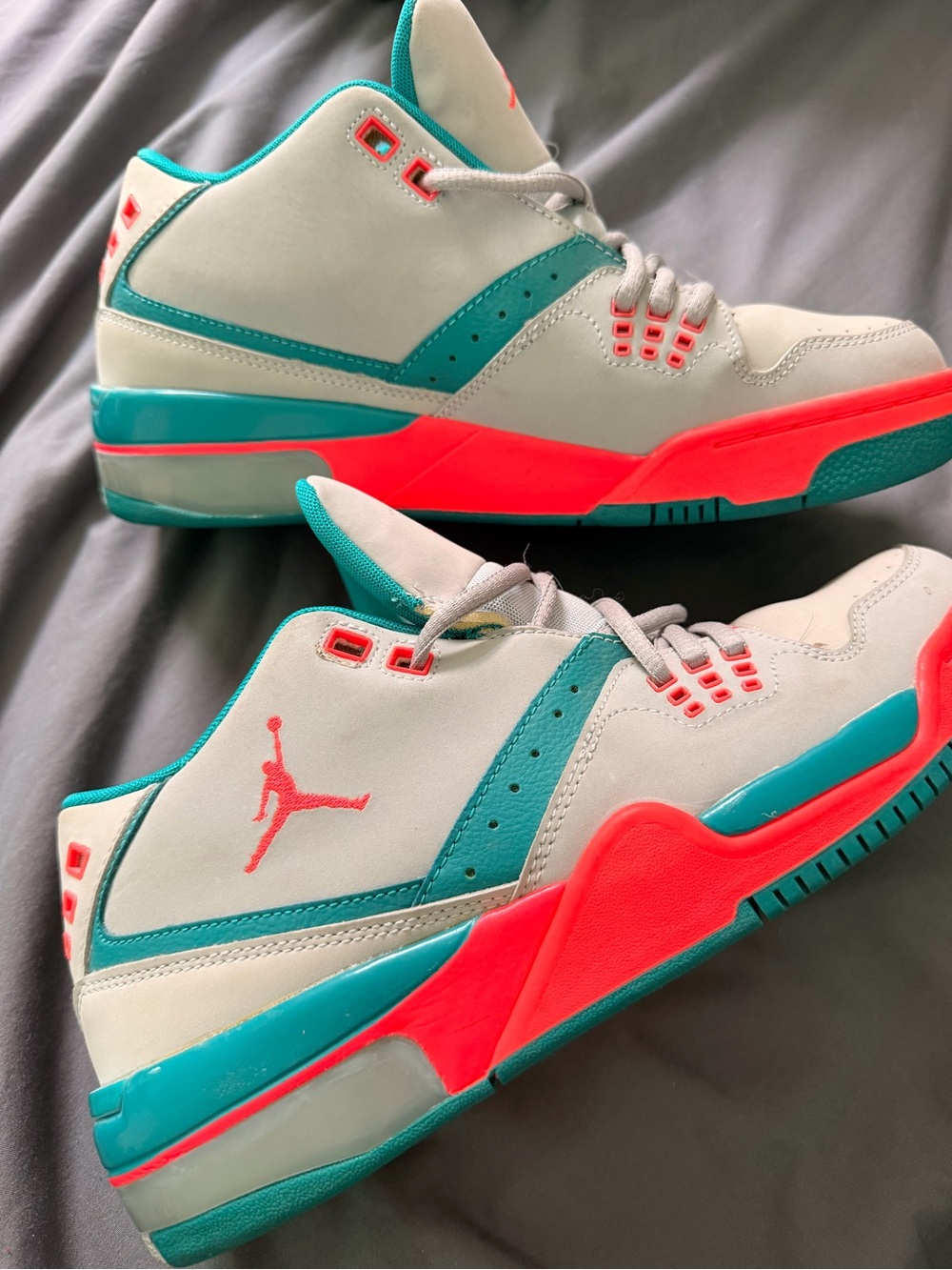 Jordan Mid-Top Sneakers in White, Teal & Coral 2015